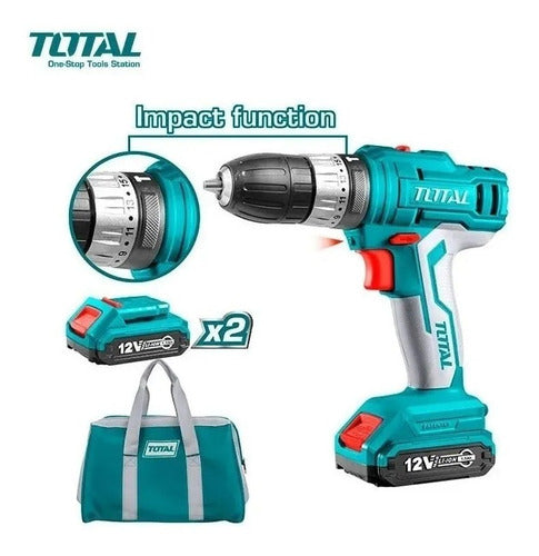 TIDLI1232 TALADRO INALAMBRICO 12V 10MM - 2 BATERIAS - 1 CARGADOR TORQUE 18+2 TOTAL