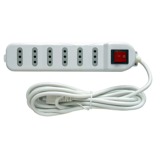 ME-070W ALARGADOR 6 POSICIONES CON SWITCH BLANCO 3MTS