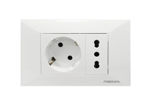98PTGMM079 TOMACORRIENTE HEMBRA + SCHUKO 10/16A 250V BLANCO MARFIL