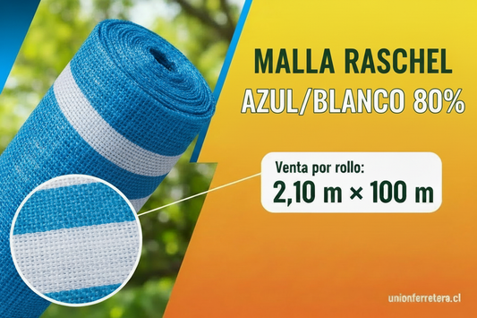 VAR02026 MALLA RASCHEL AZUL/BLANCO 80% SOMBRA 2.10 X 100MT