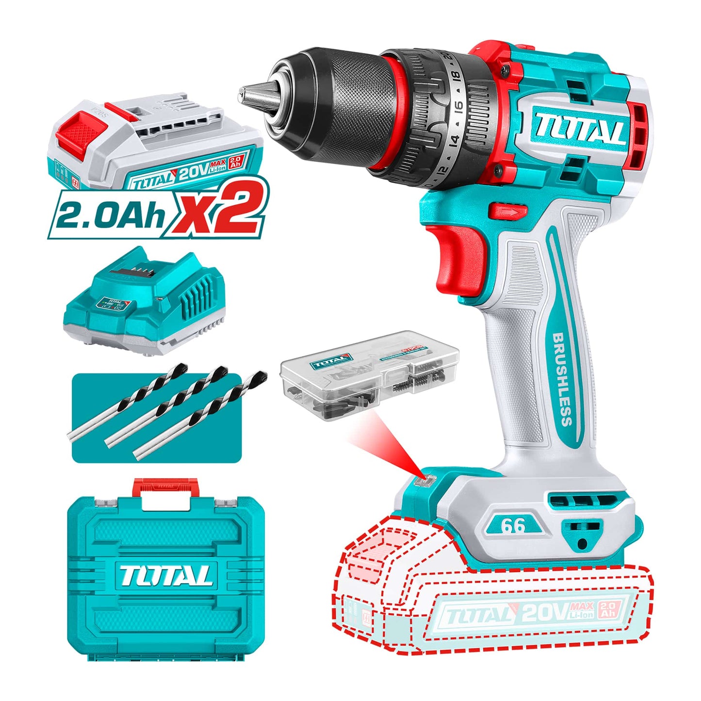 TIDLI20668 TALADRO INALAMBRICO DE IMPACTO LITIO-ION 20V