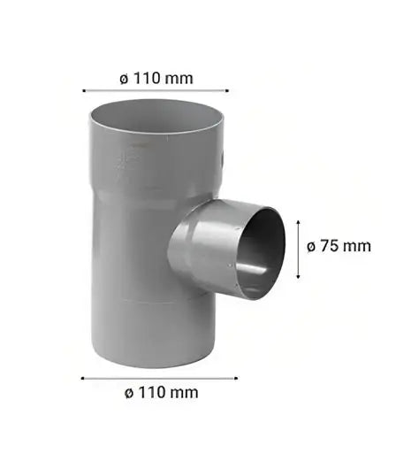 20443 TEE SANITARIA GRIS 110 X 75 MM (VENTA X MULTIPLOS 10 UNDS)