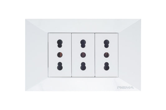 98PTGMM078 TOMACORRIENTE HEMBRA TRIPLE 10/16A 250V BLANCO MARFIL