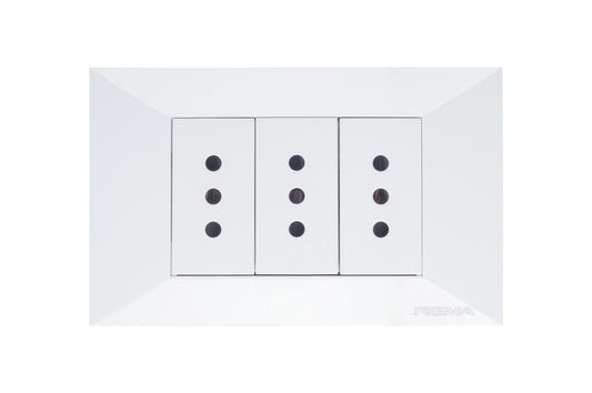 98PTGMM067 TOMACORRIENTE HEMBRA TRIPLE 10A 250V BLANCO MARFIL