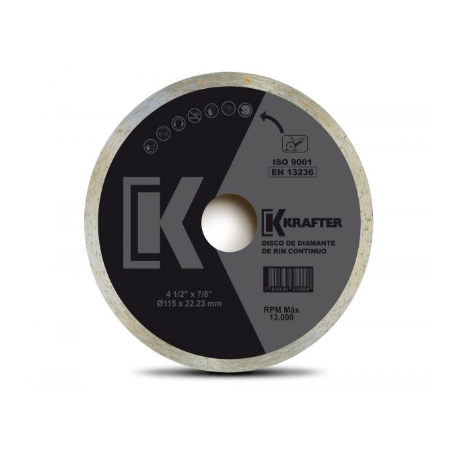 9917000200115 DISCO CORTE DIAMANTADO CONTINUO(4.5) 115MM KRAFTER